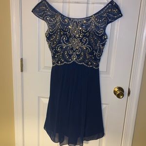 Prom Girl Poly USA Short Prom Beaded Dress